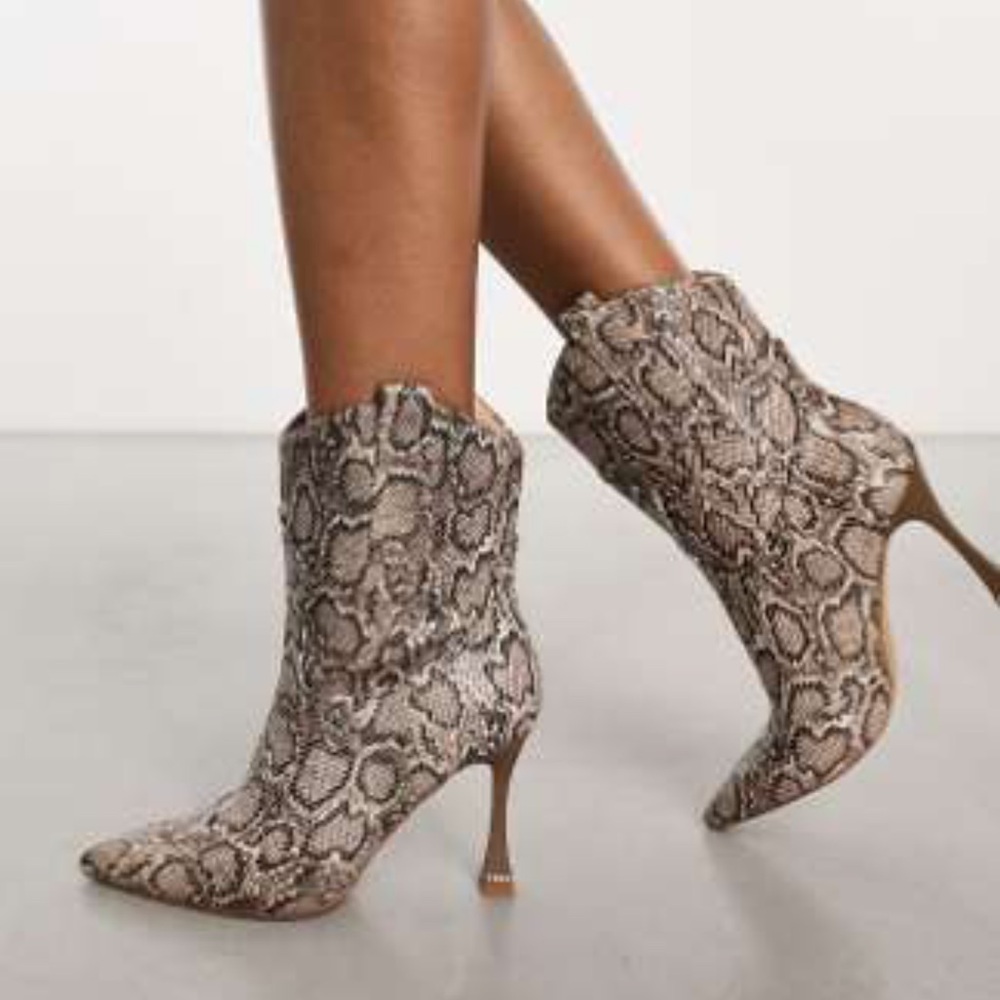 ASOS Snakeskin Patterned Stiletto Ankle Boots